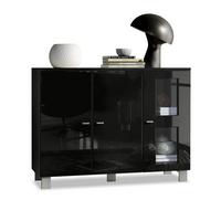SIDEBOARD Denjo Tür in Schwarz Hochglanz - Schwarz Hochglanz, Holzwerkstoff (107/81/35cm) - Vladon