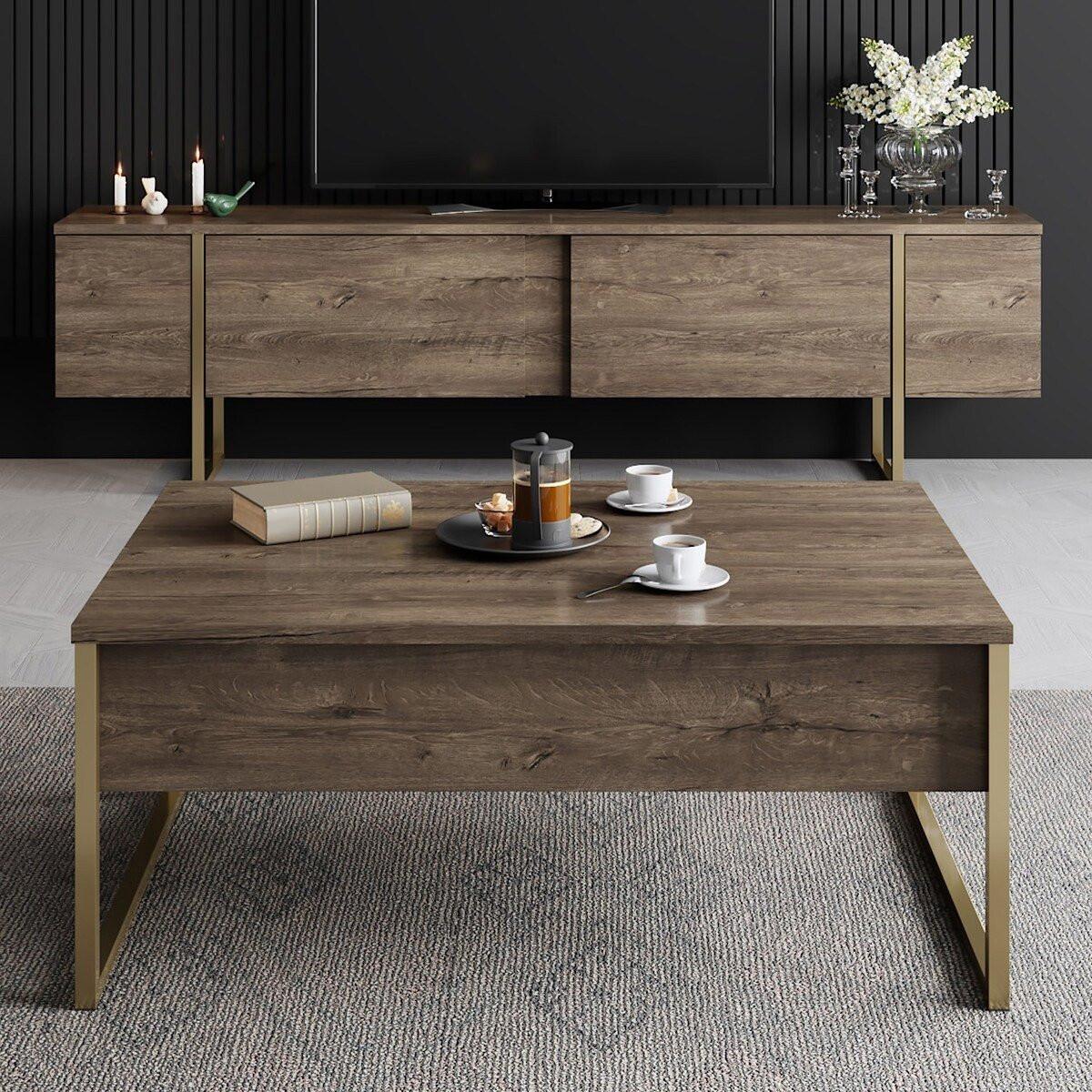 TV-MÖBEL mit 2 Klapptüren Luxe 180/30/50 cm - Braun, Holzwerkstoff (180/50/30cm) - Calicosy
