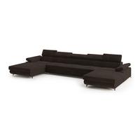 WOHNLANDSCHAFT VIVENTE Braun Velours-Stoff mit Schlaffunktion - Braun, Holz (410/89/190cm) - MASSENO
