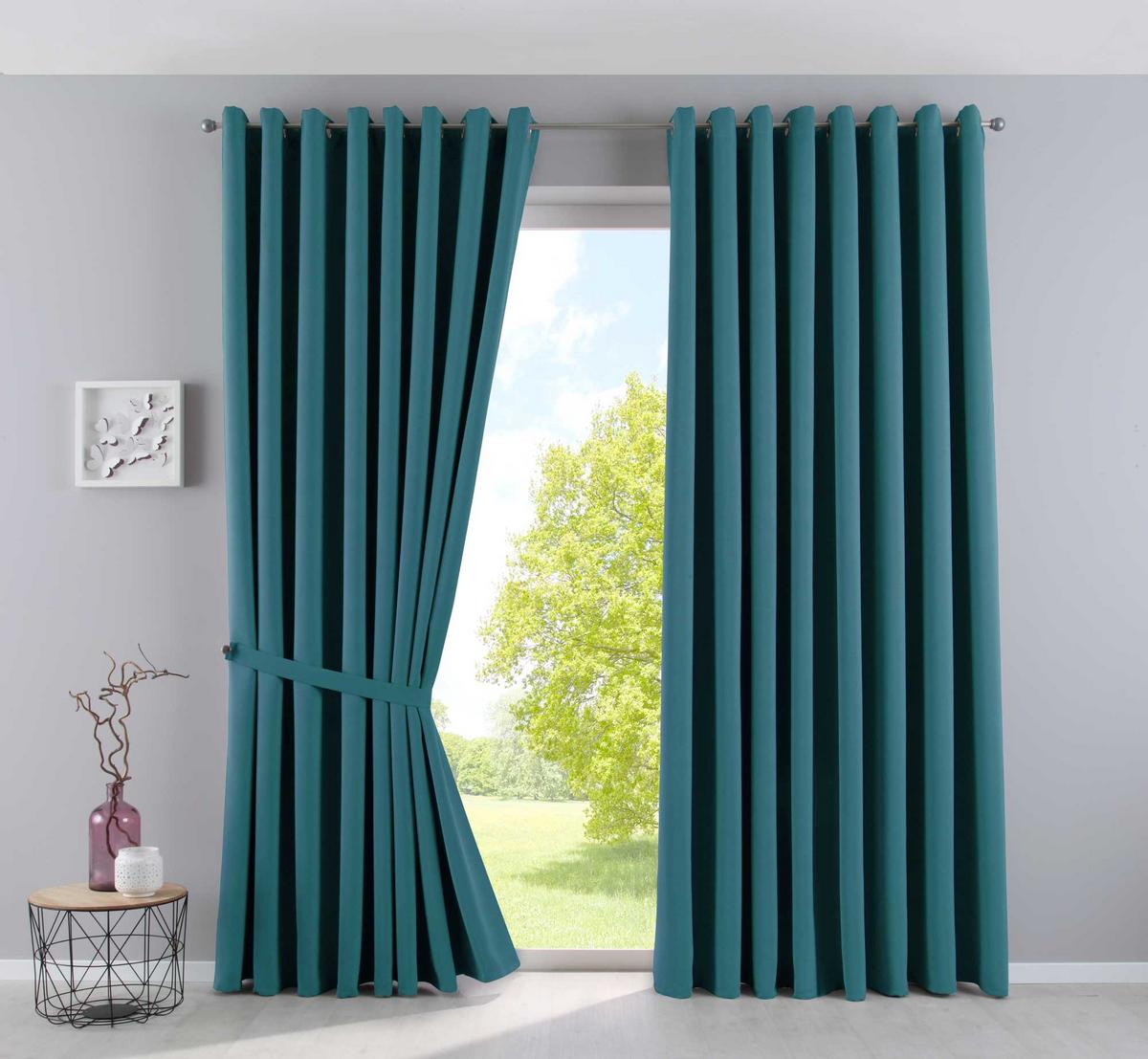 VORHANG »NEW YORK« HxB 225x295 cm Petrol - Petrol, Textil (295/225cm) - Gardinenbox