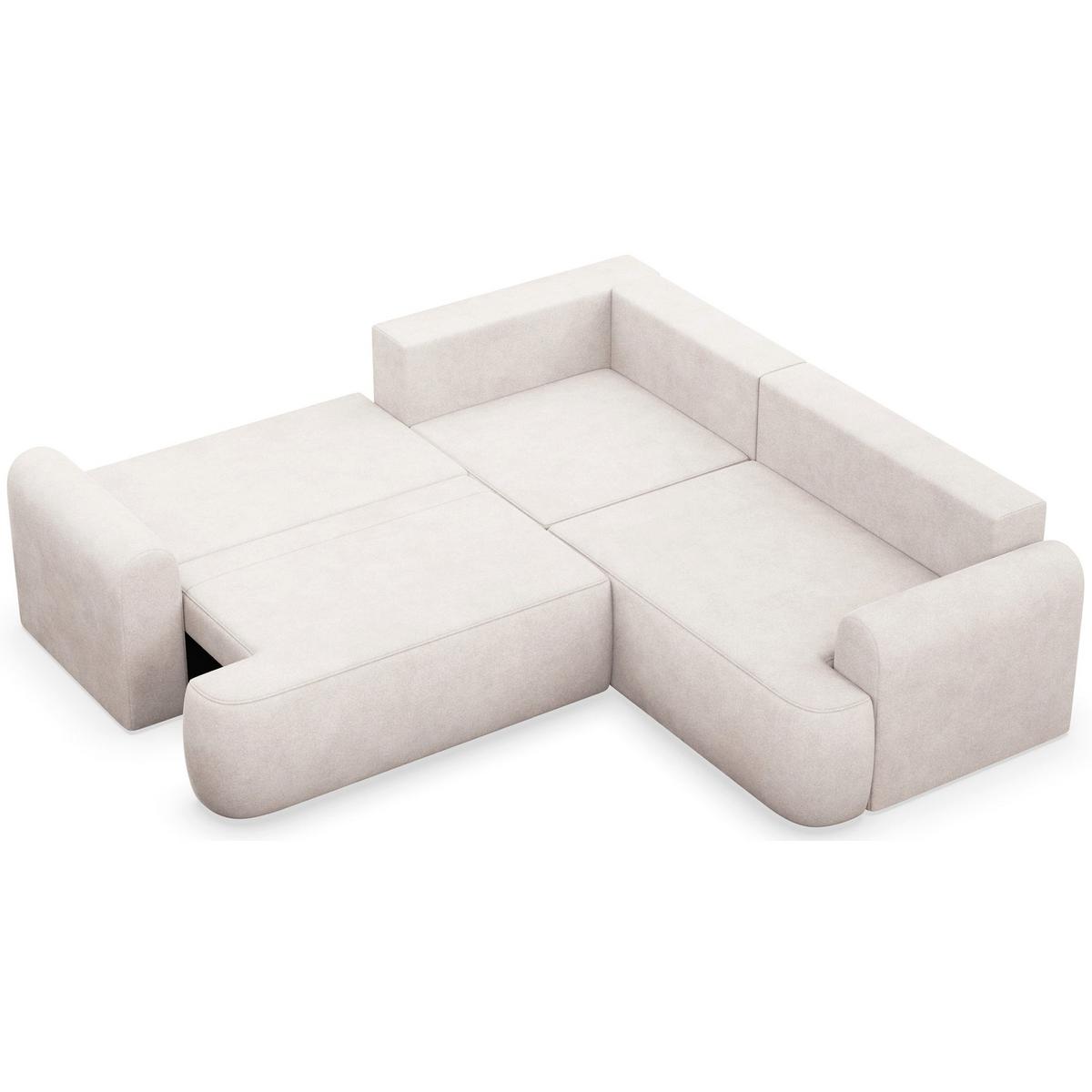 ECKSCHLAFSOFA Ovo HELLBEIGER VELOURSSTOFF universell MIT BETTKASTEN - Ecru/Schwarz, Kunststoff/Textil (245/245cm) - Selsey