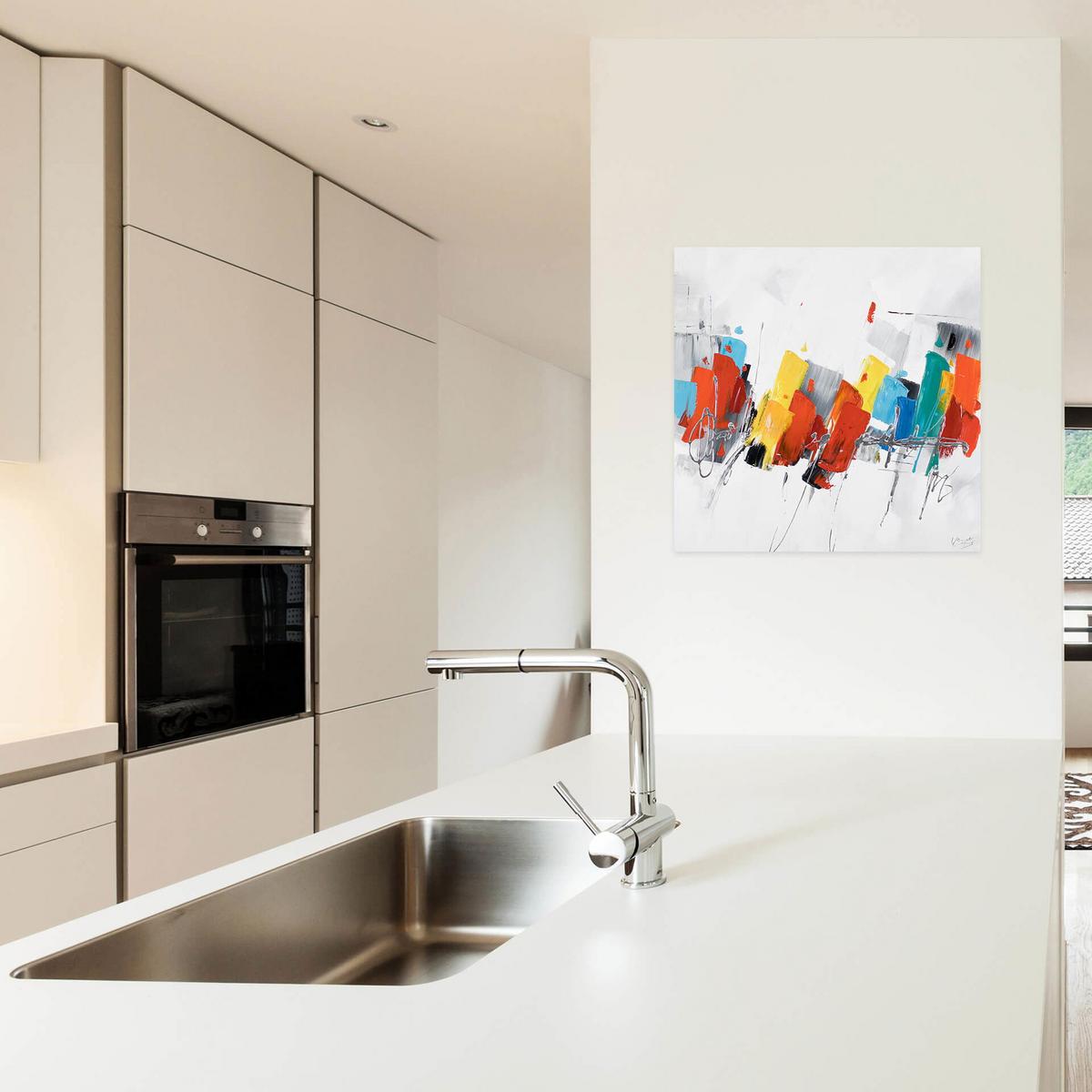 ÖLGEMÄLDE 80/80 cm - Multicolor/Weiß, Holz/Textil (80/80cm) - KUNSTLOFT