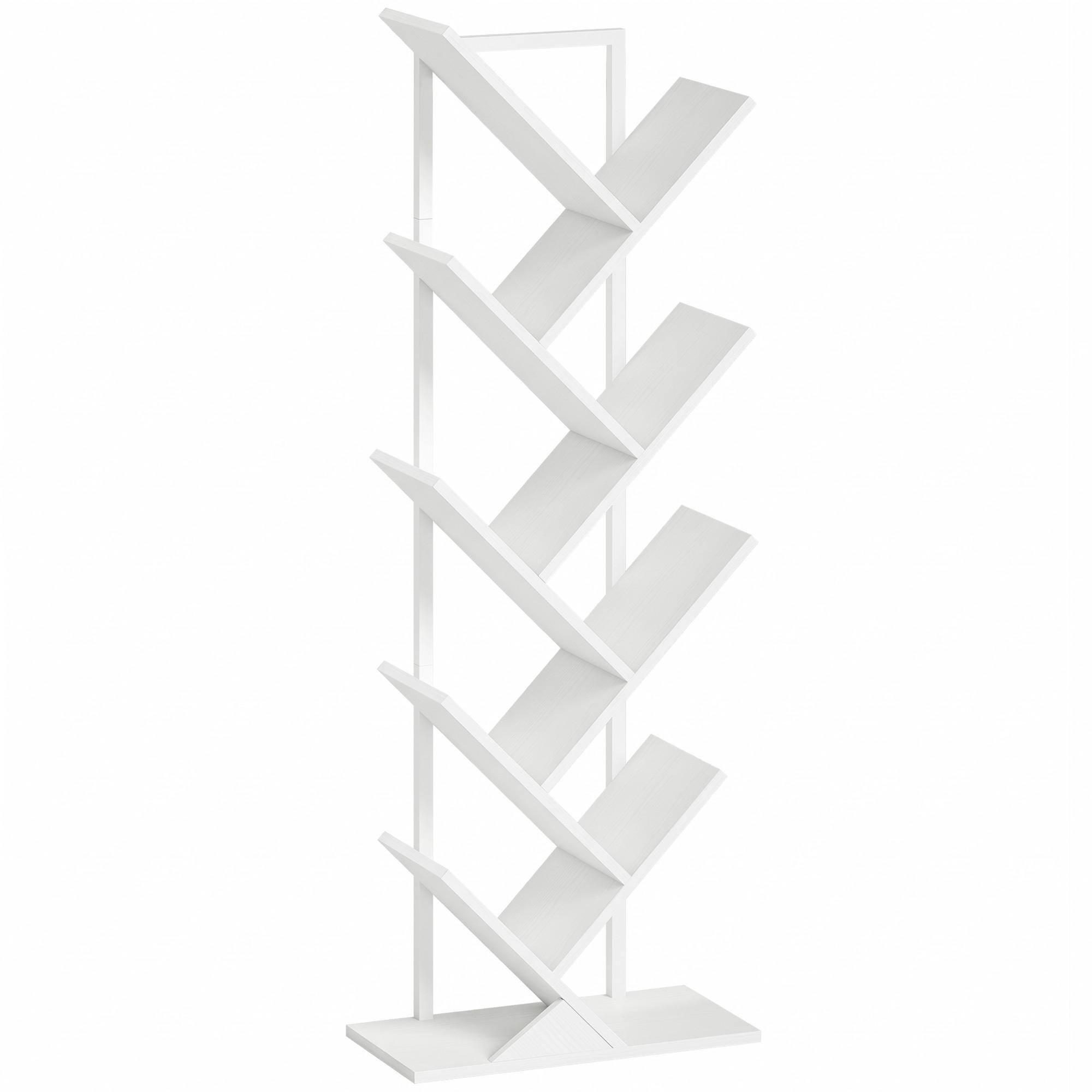 BÜCHERREGAL Spanplatte Stahl Weiß - Weiß, Holzwerkstoff (24/136/50cm) - HOMCOM