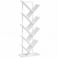 BÜCHERREGAL Spanplatte Stahl Weiß - Weiß, Holzwerkstoff (24/136/50cm) - HOMCOM