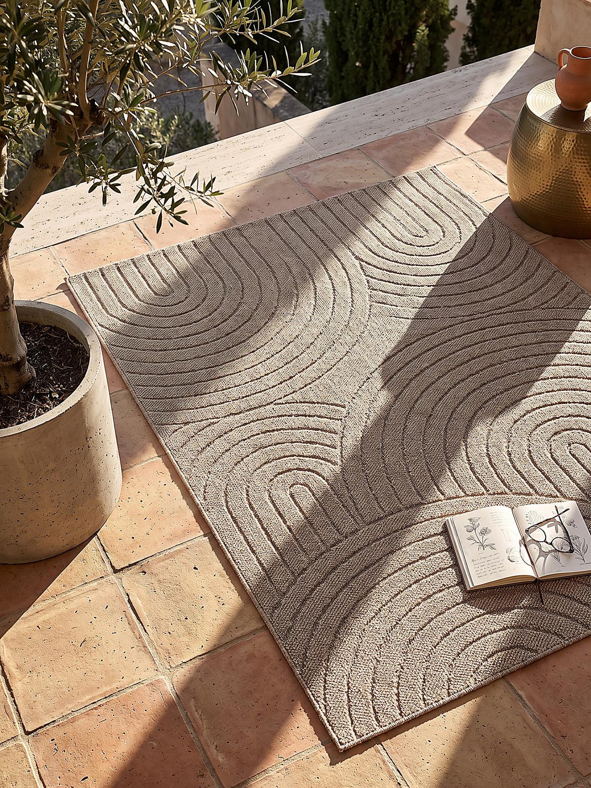 FLACHWEBTEPPICH Geometrisch TOCE Polypropylen Natur 160 x 220 cm - Beige, Textil (160/220cm) - KADIMA DESIGN