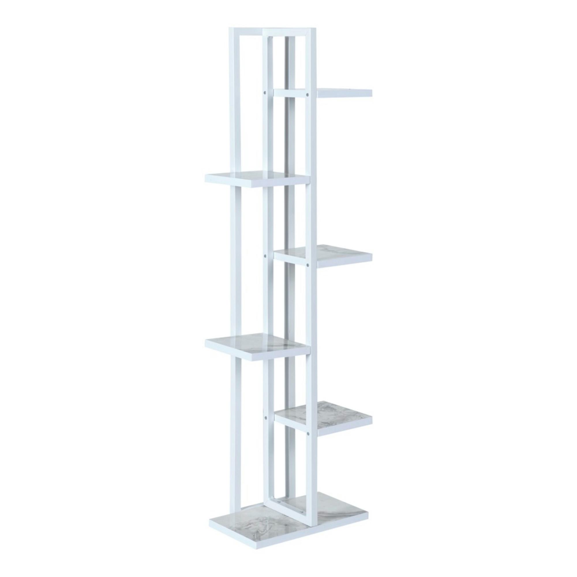 PFLANZENREGAL Tohmajärvi - Weiß Hochglanz, Holzwerkstoff/Metall (34/120/21cm) - [en.casa]