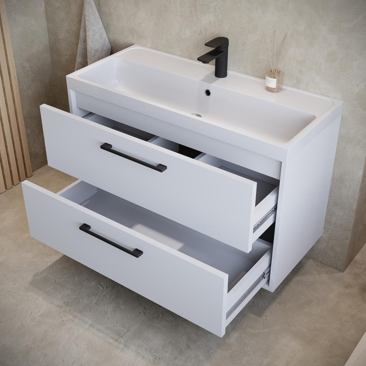 BADMÖBEL-SET Florence 2 Teile Weiß Hochglanz - 80 x 35 x 51 cm - Weiß, Holz (80/55/40cm) - Badplaats