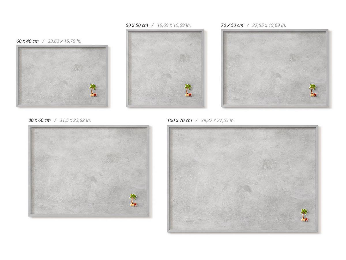 MAGNETTAFEL 80x60 cm Silberner Rahmen Betonwand Struktur - Trüffeleichefarben, Metall (80/60/0.4cm) - TULUP