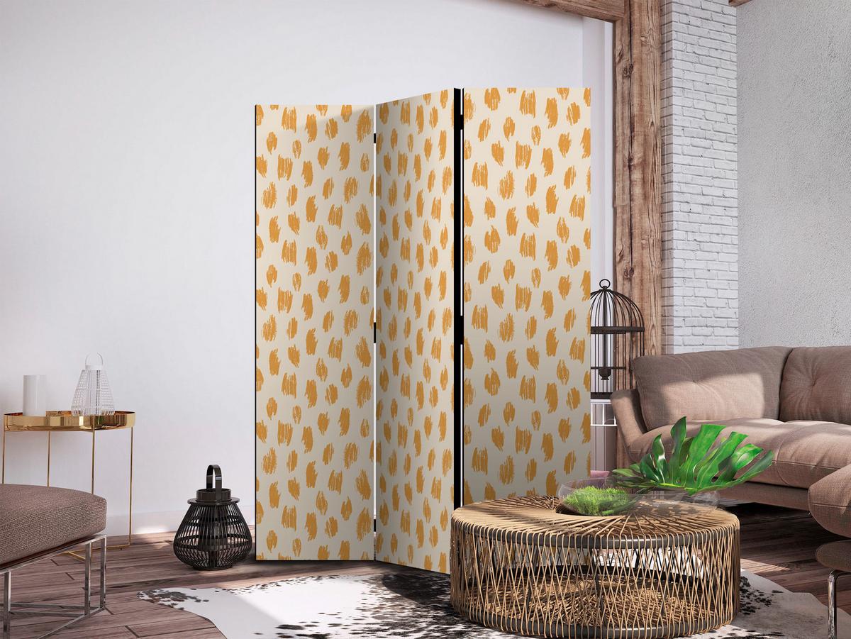 PARAVENT Akustik 3-tlg 135x172 cm Punkte Abstraktion - Gelb, Holz/Textil (135/172/3cm) - Muralo