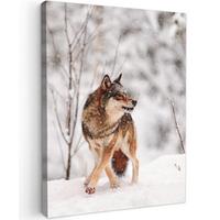 LEINWANDBILD Wolf - Winter - Schnee - Natur - Tiere Room Decor 30x40 cm - Haselnussfarben, Textil (30/40cm) - MuchoWow