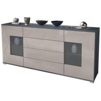 SIDEBOARD Grömitz Sandgrau Hochglanz - Sandfarben, Holzwerkstoff (166.5/75.5/35cm) - Vladon