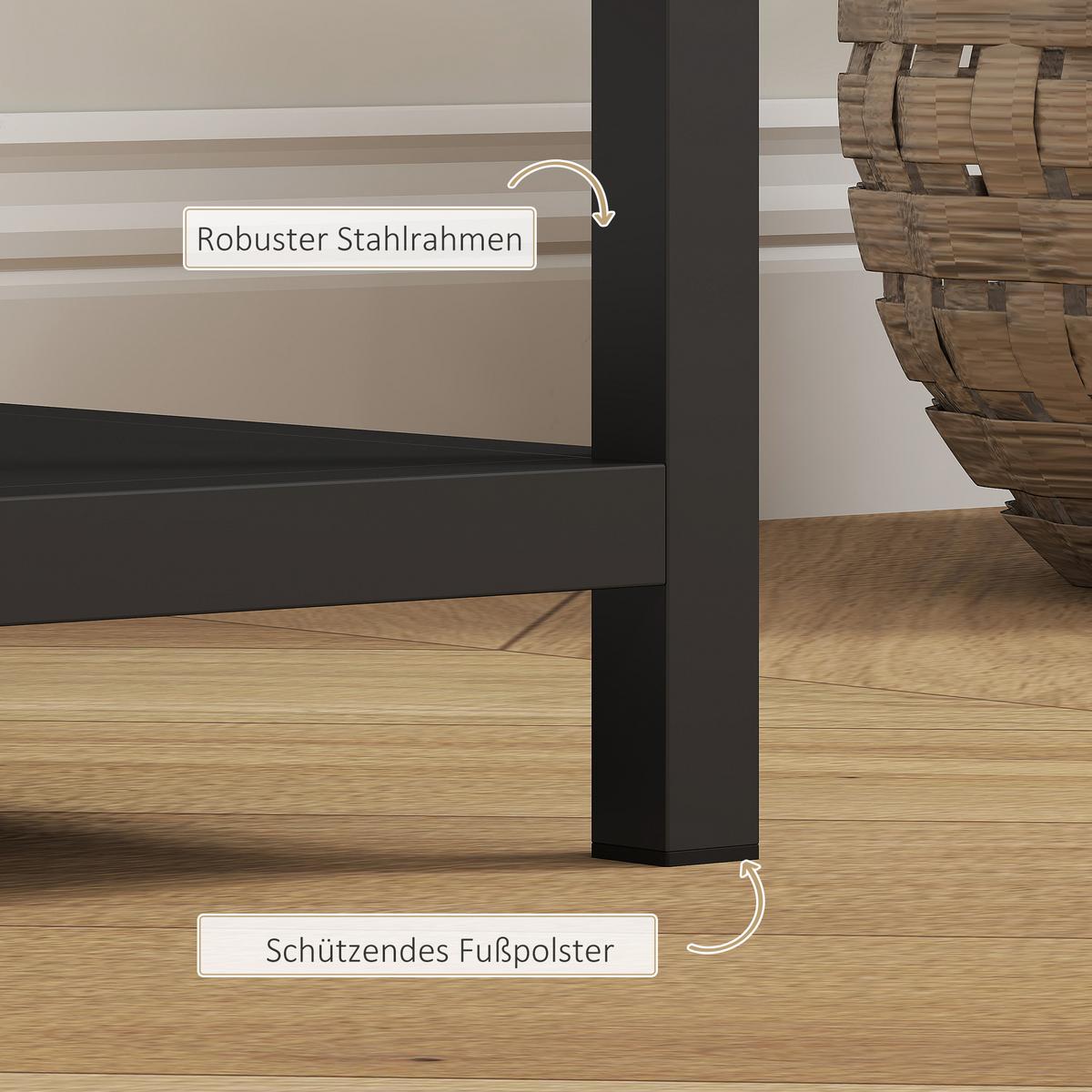 KONSOLENTISCH Flurtisch mit 4 Ablagen, Beistelltisch mit Stahlrahmen, Schwarz - Schwarz, Metall (110/30/75cm) - HOMCOM