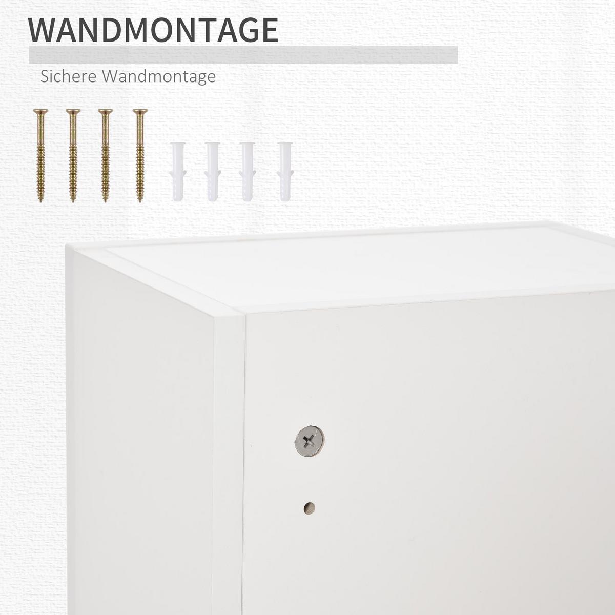MEDIZINSCHRANK Arzneischrank mit Ablage abschließbarer Hängeschrank Weiß - Weiß, Glas (20/70/30cm) - Kleankin