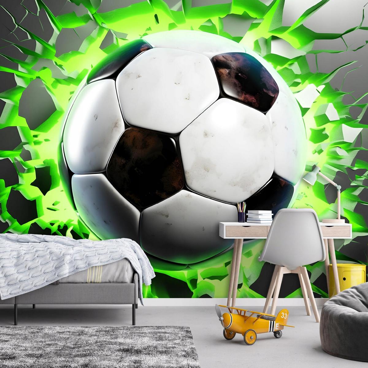 FOTOTAPETE Fußball Kinderzimmer Vliestapete Tapete 250x175 - Multicolor, Papier (250/175cm) - Wallarena