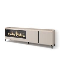 LOWBOARD, Beige, 212/35/61cm, Kamin mit Feuereffekt XXL - Beige, Holzwerkstoff (212/61/35cm) - Skraut Home