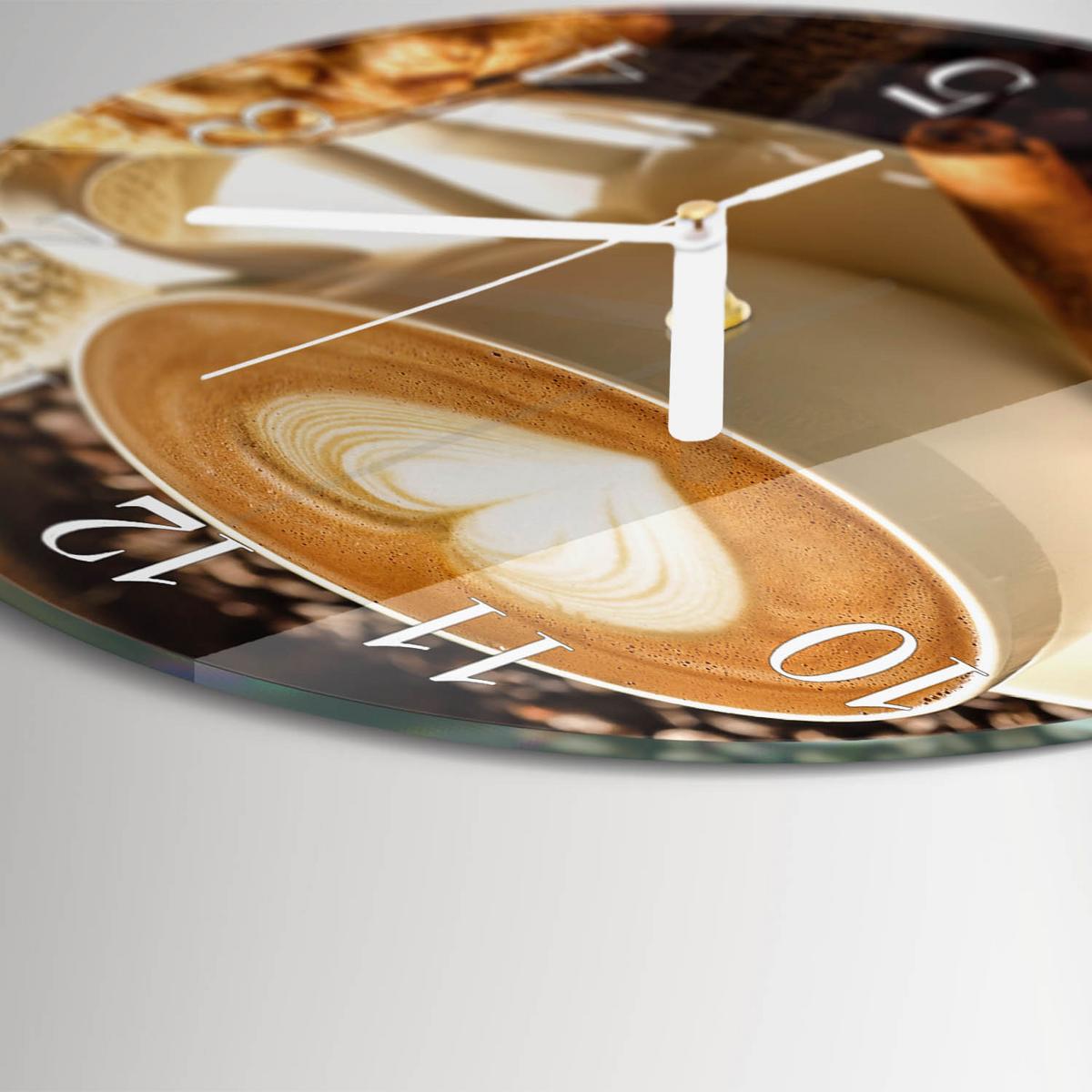WANDUHR aus Glas Ø30 cm - Kaffeeherz - Braun, Glas (30/30/0.4cm) - TULUP