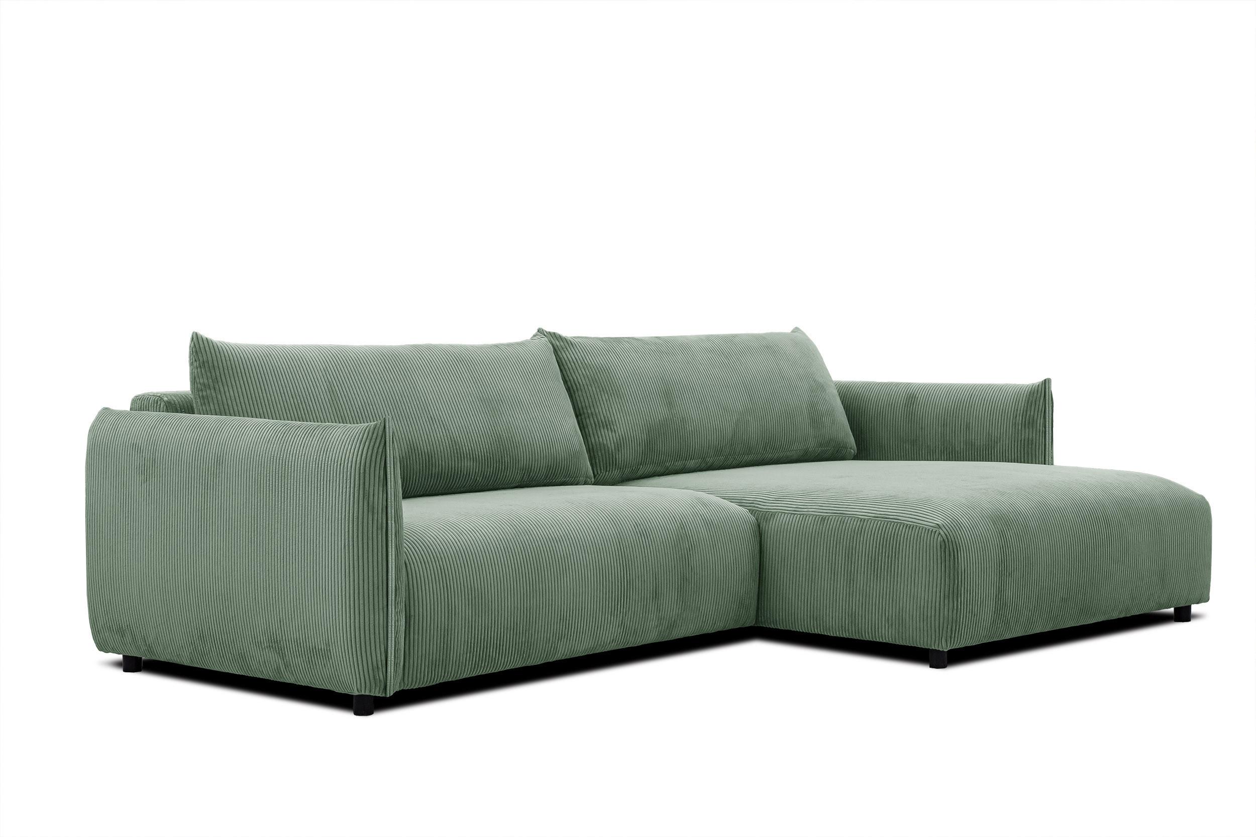 ECKSOFA TAUER 5-Sitzer, mintgrün - Schwarz/Mintgrün, Holzwerkstoff/Kunststoff (292/174cm) - Wozimo