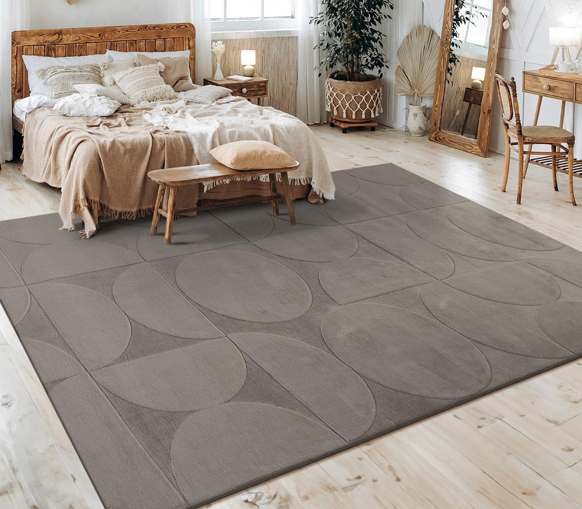 KURZFLORTEPPICH, mit Struktur, aus Polyester, Florhöhe 10 mm, Grau, 120 x 160 cm - Grau, Textil (120/160cm) - KADIMA DESIGN