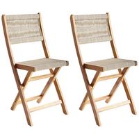 GARTENSTUHL 2er Set Beige Prossedi - Hellbraun/Beige, Holz (42/84/50cm) - Beliani