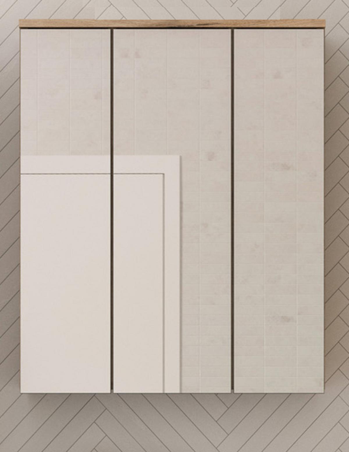 SPIEGELSCHRANK Eiche 60 x 77 cm Badschrank 3-türig mit Soft-Close - Eichefarben, Glas/Holzwerkstoff (60/77/18cm) - Inn.Furn