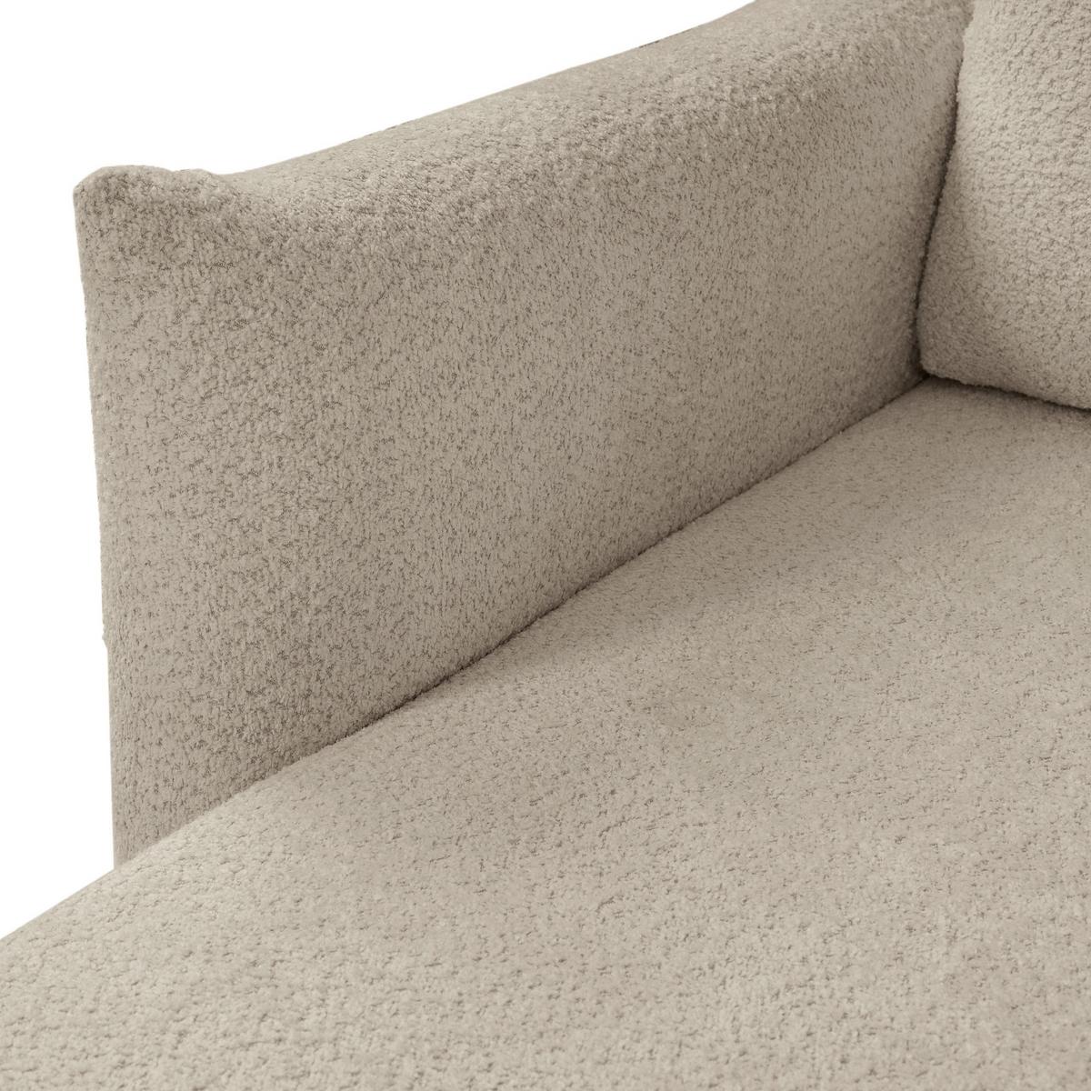 ECKSOFA UNO Beige Plüsch-Stoff mit Schlaffunktion - Beige, Holz (257/171cm) - MASSENO
