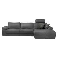 ECKSOFA XL MOTORISCHER RELAXFUNKTION LOLA Grau Leder Relaxfunktion - Schwarz/Grau, Leder (304/178cm) - KAWOLA