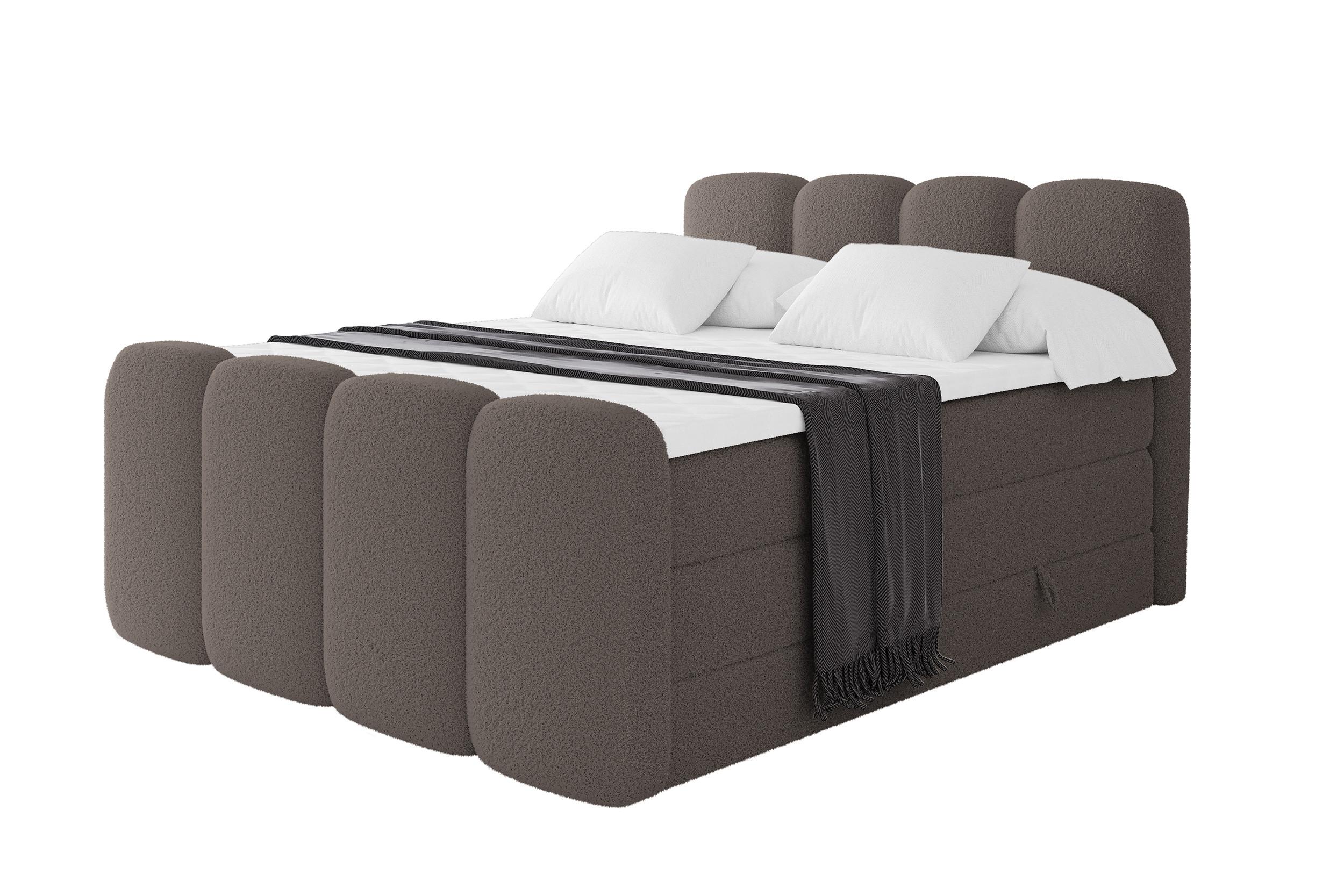 BOXSPRINGBETT mit Matratze H3/H4 - NINA-Z KING - 140x200 cm Braun - Braun, Holzwerkstoff (140/200cm) - ALTDECOR