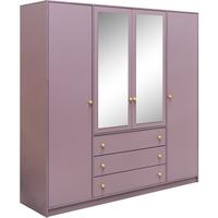 DREHTÜRENSCHRANK Solea Lux mit 4 Türen und 3 Schubladen, Pflaume - Pflaume/Goldfarben, Holzwerkstoff (196/200/58cm) - Beautysofa