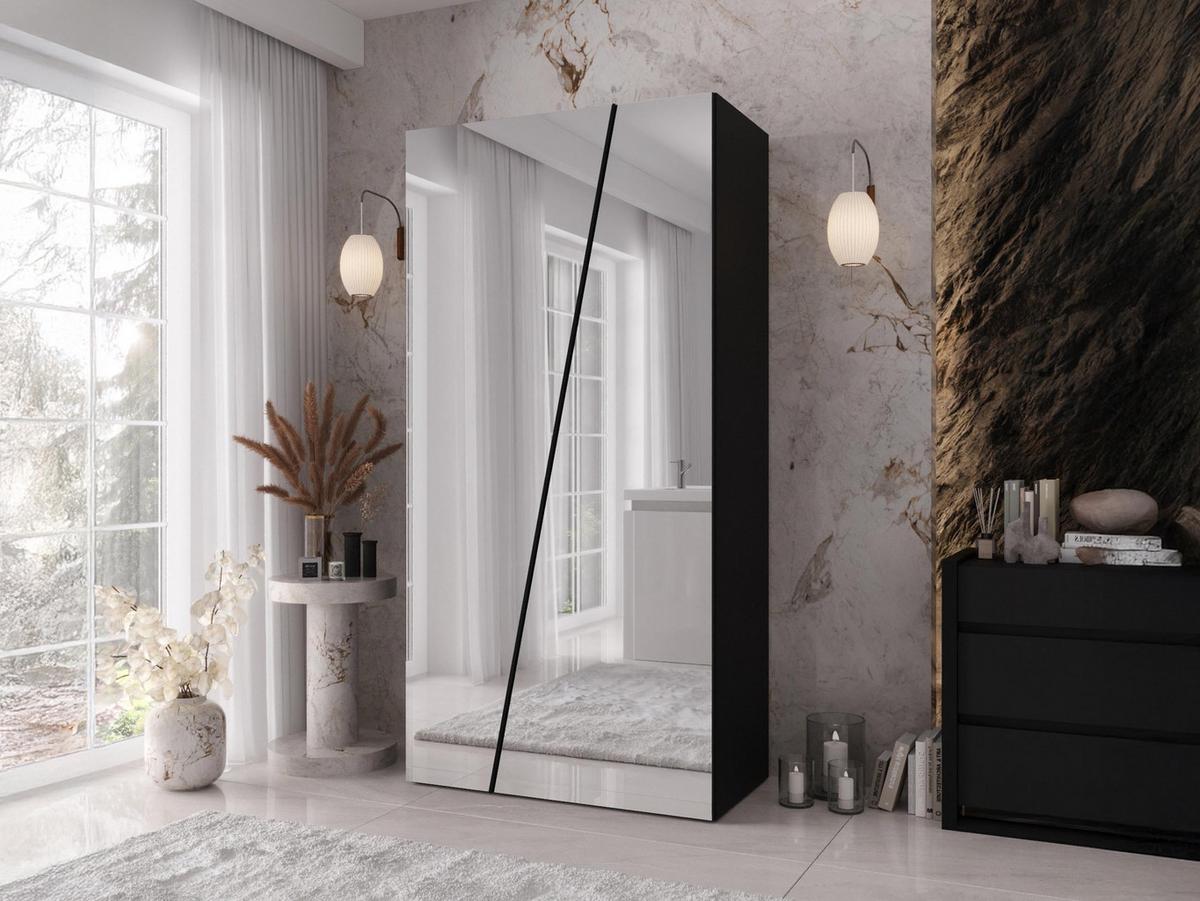 DREHTÜRENSCHRANK Zen 2L 100 cm - Schwarz, Holzwerkstoff/Kunststoff (100/202/50cm) - MIRJAN24