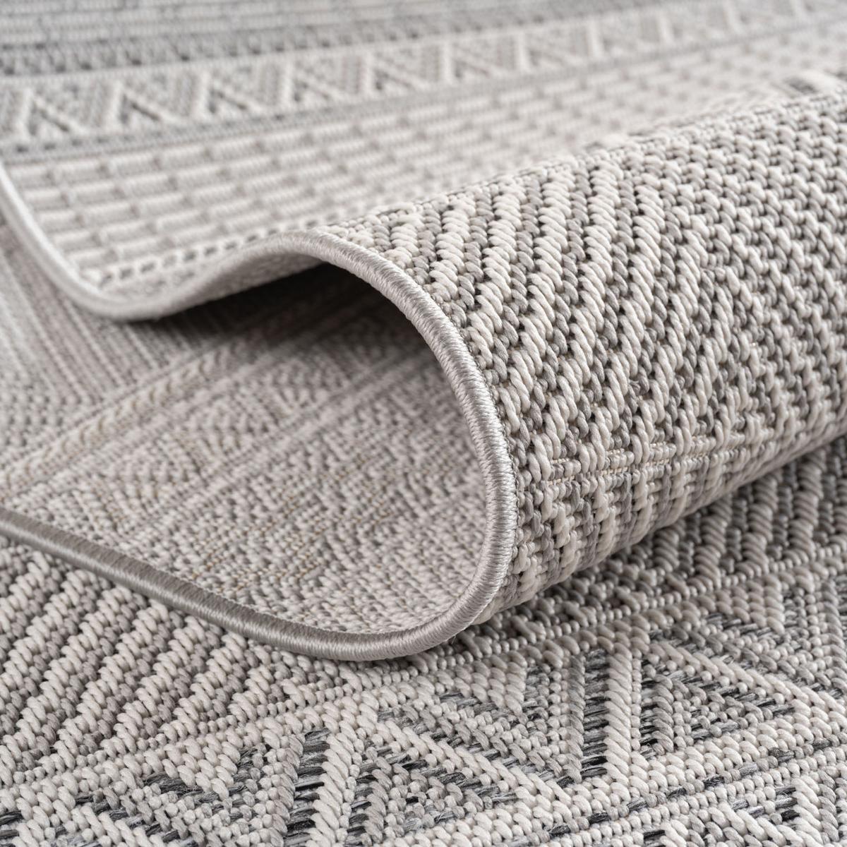 TEPPICH Outdoor VENTOUX in Grau, mit Tropen-Motiv, 280 x 370 cm - Grau, Textil (370/280cm) - KADIMA DESIGN