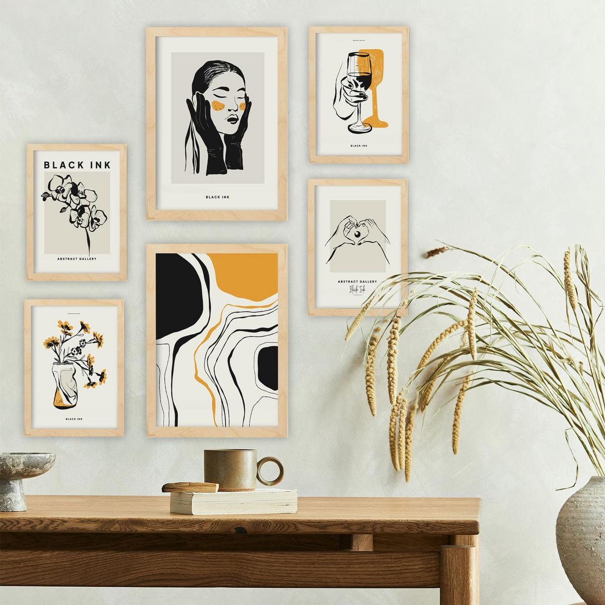 POSTER Set Mit 6 In Schwarzer Tinte Anspruchsvoll A3 & A4 Rahmenlos - Klar, Papier (29/3cm) - Nacnic