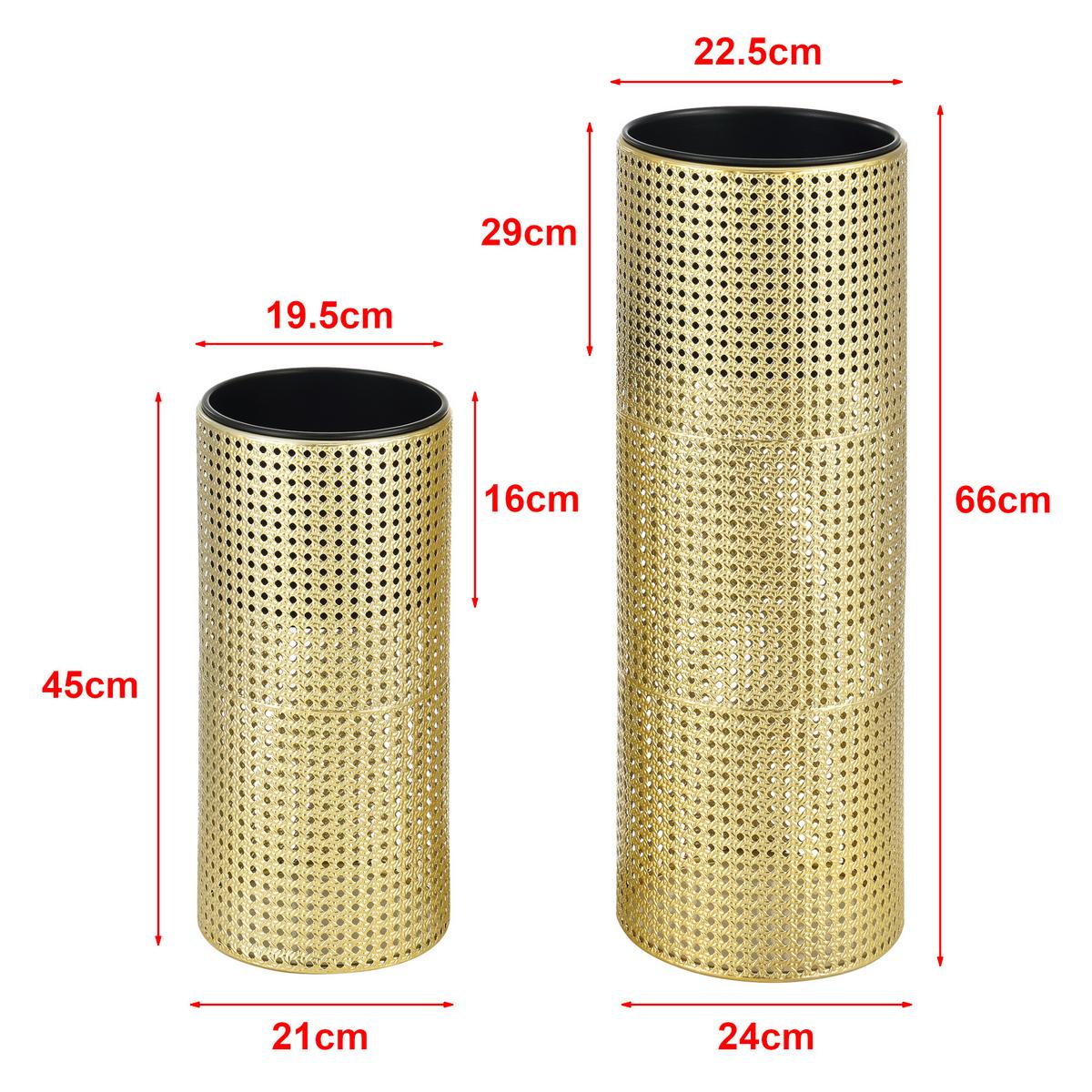 PFLANZENSTÄNDER-SET 2 TLG. Lüttich - Goldfarben/Schwarz, Metall (24/66/24cm) - [en.casa]