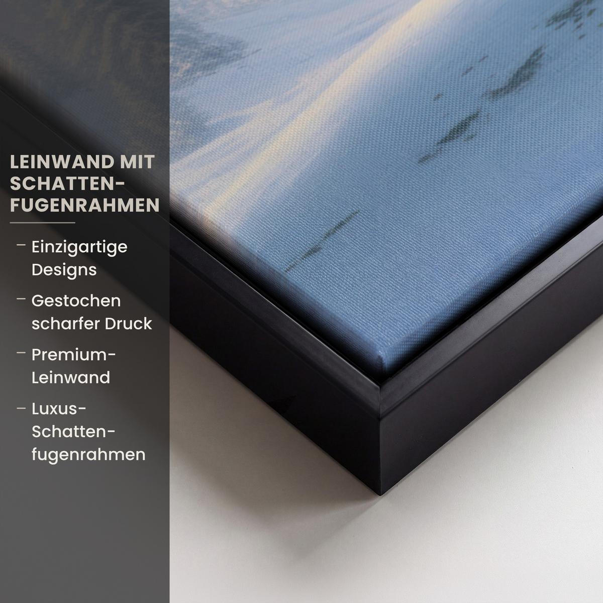 LEINWAND Bilder mit Rahmen - Baum - Jahreszeiten - Winter - Landschaft - 80x60 - Multicolor, Textil (80/60cm) - MuchoWow