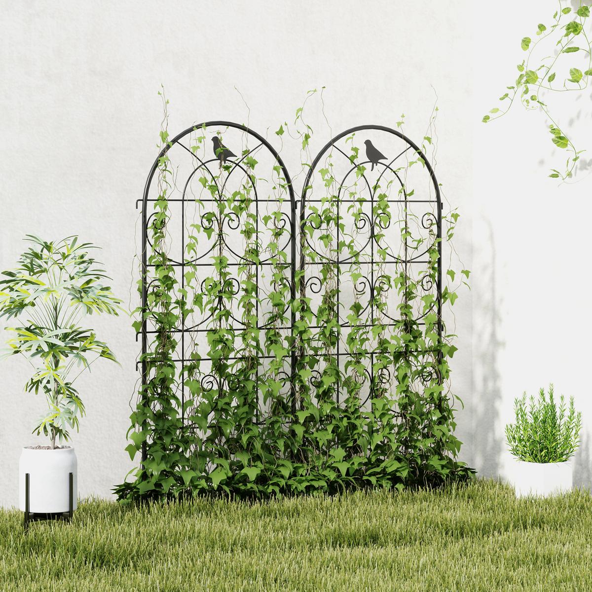 RANKGITTER 2er Set Metall Schwarz - Schwarz, Metall (1.3/120/50cm) - Outsunny