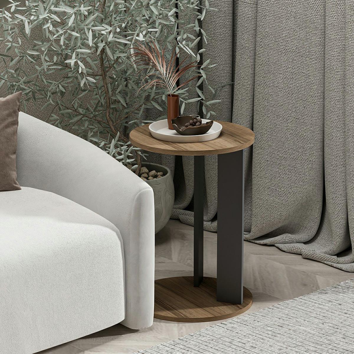 BEISTELLTISCH Frederiksberg - Walnussfarben, Holzwerkstoff (34/34/64cm) - [en.casa]