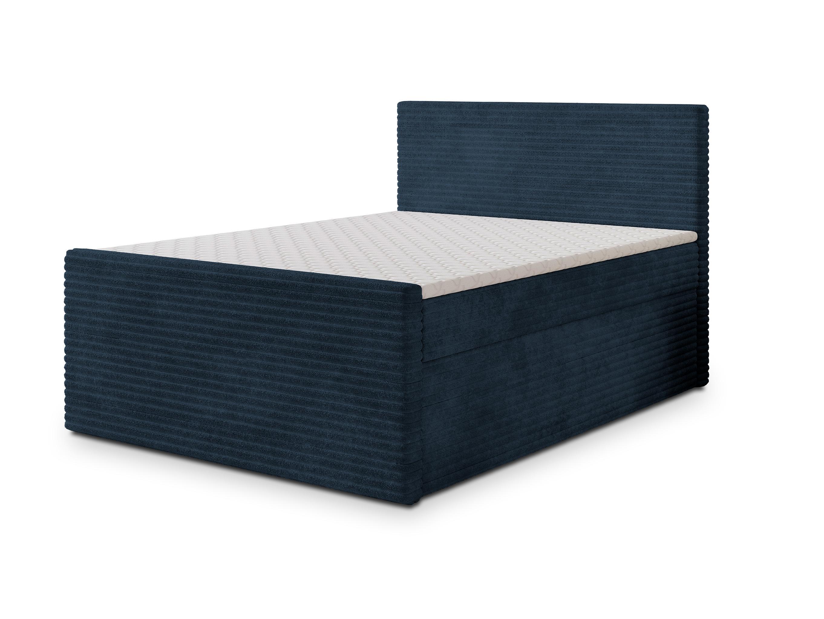BOXBETT NOLEN 160x200 cm mit Matratze und Topper - Blau - Blau, Holz (160/200cm) - MASSENO