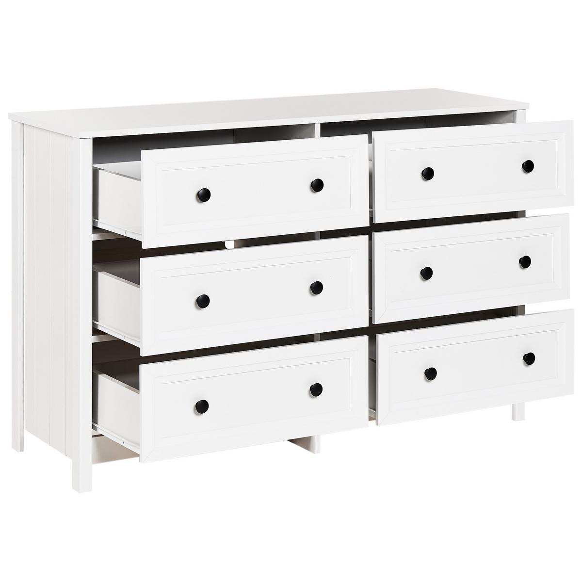 KOMMODE mit 6 Schubladen Weiß Hazelvale - Weiß, Holzwerkstoff (120/80/45cm) - Beliani