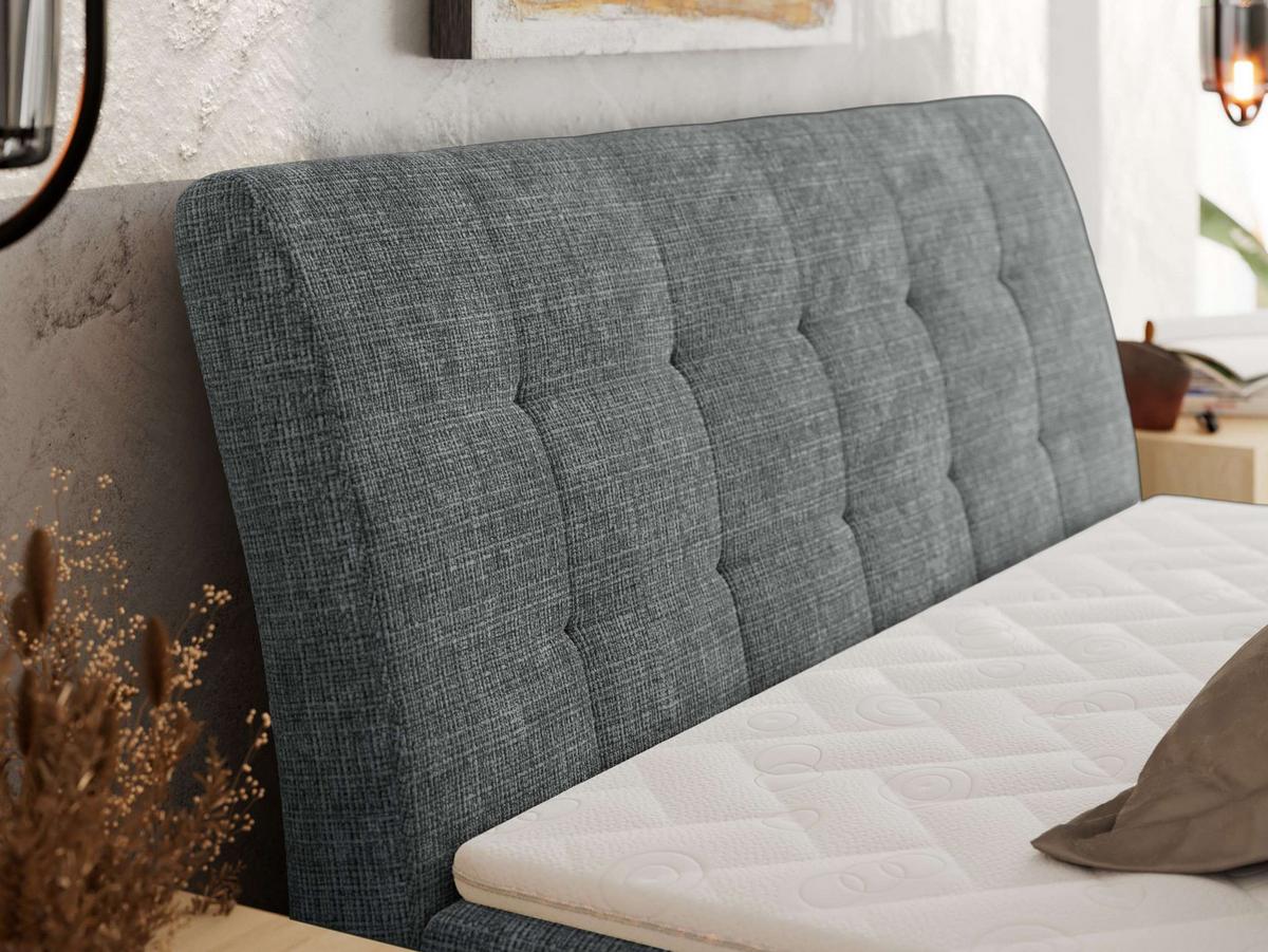 BOXBETT DAGOS 140/200 - Grau Schenille grob gewebt - H3 - Topper T25 - Grau, Textil (140/200cm) - MKS