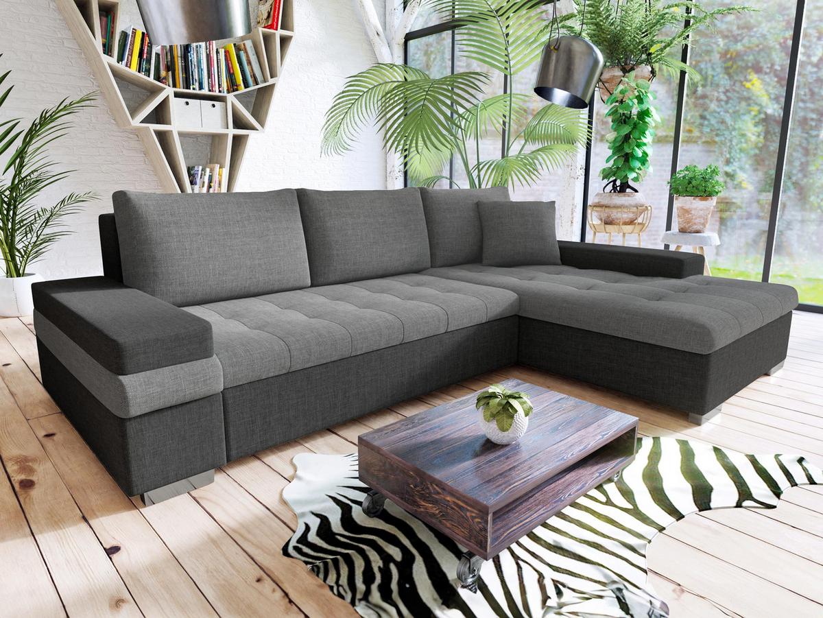 ECKSOFA Bangkok Mini - Silberfarben/Grau, Holz/Textil (274/182cm) - MIRJAN24
