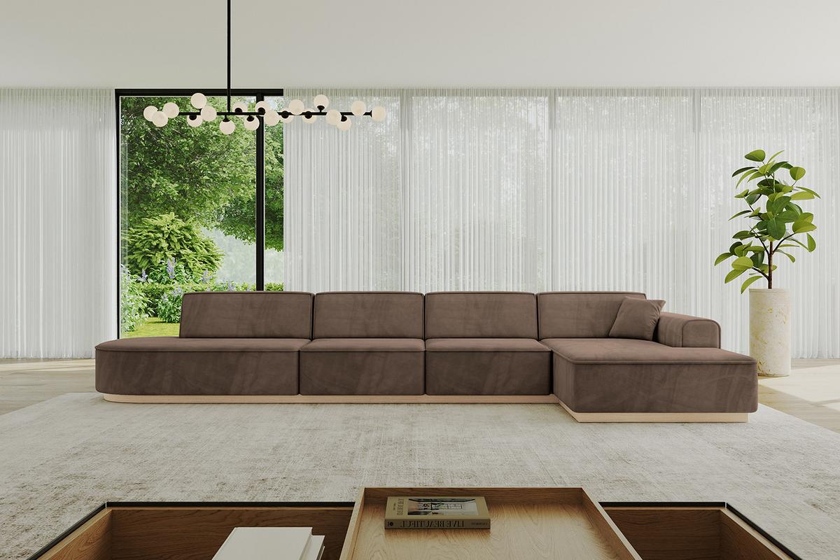 ECKSOFA Ottomane Rechts IREA-L3 - 412x165x80 cm Braun - Braun, Holzwerkstoff/Textil (412/165cm) - ALTDECOR