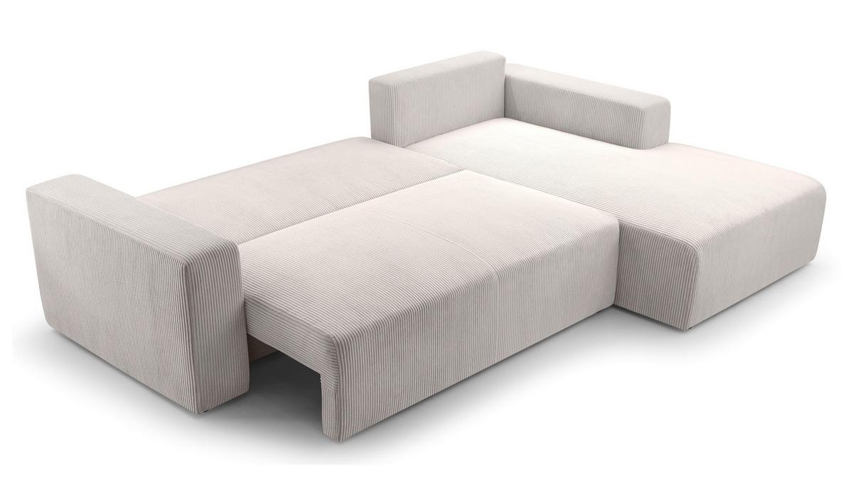 ECKSOFA L Form Catea Weiß 279/145/84 cm Rechts mit Schlaffunktion - Creme/Schwarz, Kunststoff/Textil (279/145cm) - AX Living