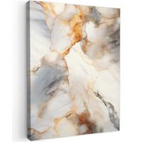 LEINWANDBILD Marmor - Grau - Gold Wandbild Wohnzimmer 60x80 cm - Weiß, Textil (60/80cm) - MuchoWow