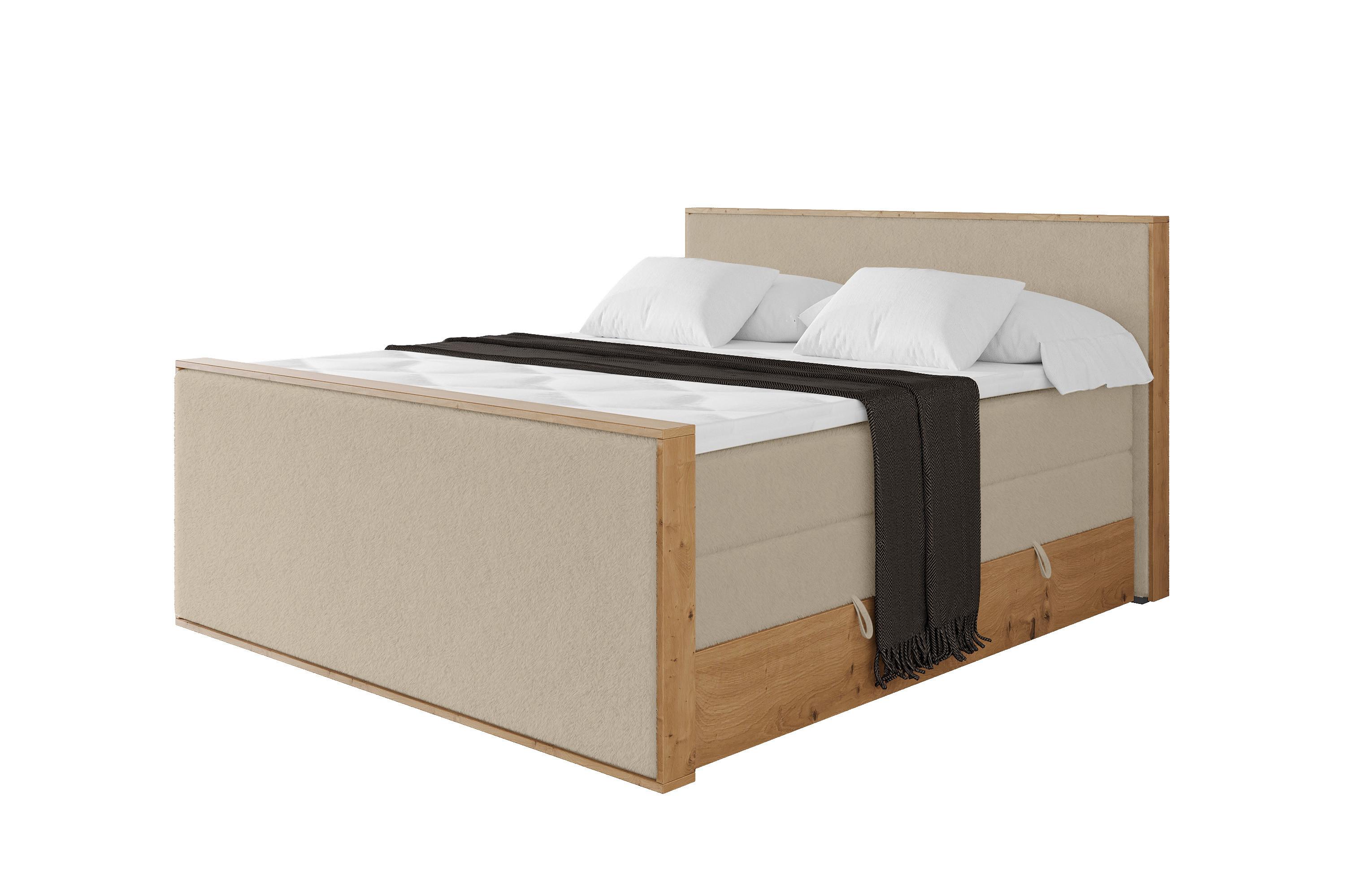 BOXSPRINGBETT LOLLI9 -Z-KING 120x200 - H3/H4 Creme - Champagner, Holzwerkstoff (120/200cm) - ALTDECOR