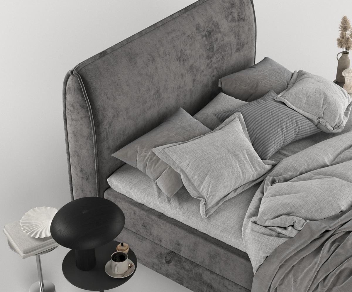 BOXBETT Lunaro 200/200 cm Stahl im Lotta Stoff - Graphitfarben/Schwarz, Holz/Holzwerkstoff (200/200cm) - AltaBeds