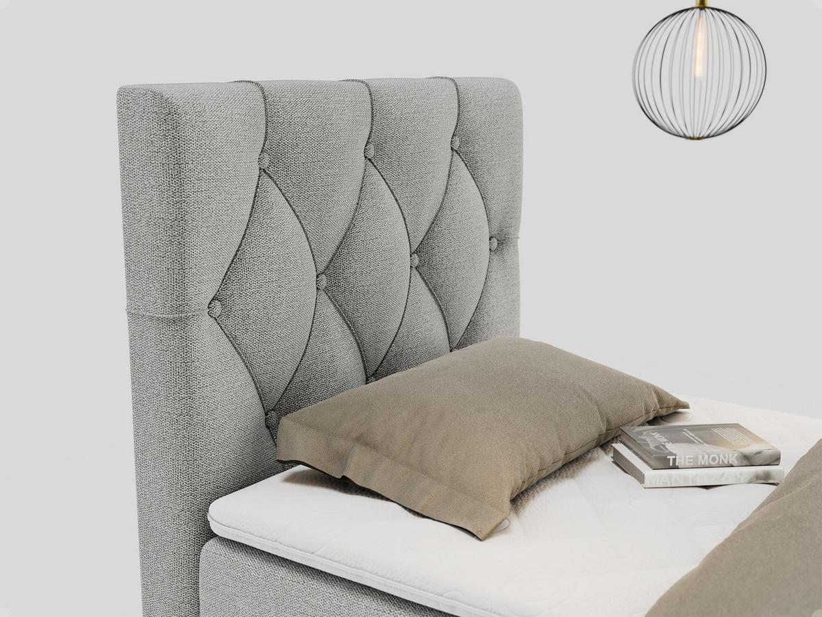 BOXBETT ALDA 90/200 Hellgrau Struktur - H3 - Links Seite - Hellgrau, Holz/Textil (90/200cm) - MKS