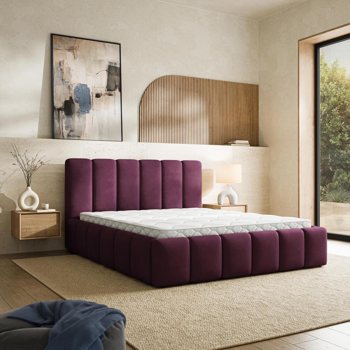 POLSTERBETT RANIS 160x200 cm mit Bettkästen - Violet - Violett, Holz/Textil (160/200cm) - MASSENO
