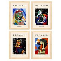POSTER Set mit 4 PicassoSammlung der Trauer Ästhetische A4 Rahmen aus hellem Holz - Beige, Papier (29.7/3cm) - Nacnic