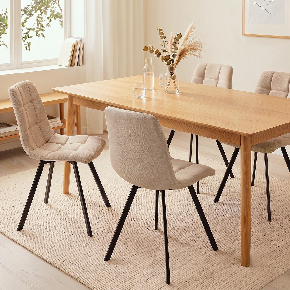 4ER-SET gepolsterte Stühle Chilli 86/55/45 cm - Beige, Holzwerkstoff (46/87/66cm) - Calicosy