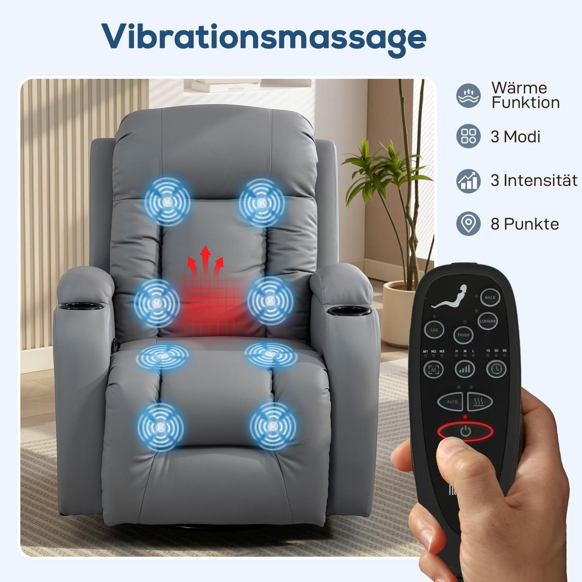 MASSAGESESSEL Hellgrau - Hellgrau, Textil (82/103/99cm) - HOMCOM