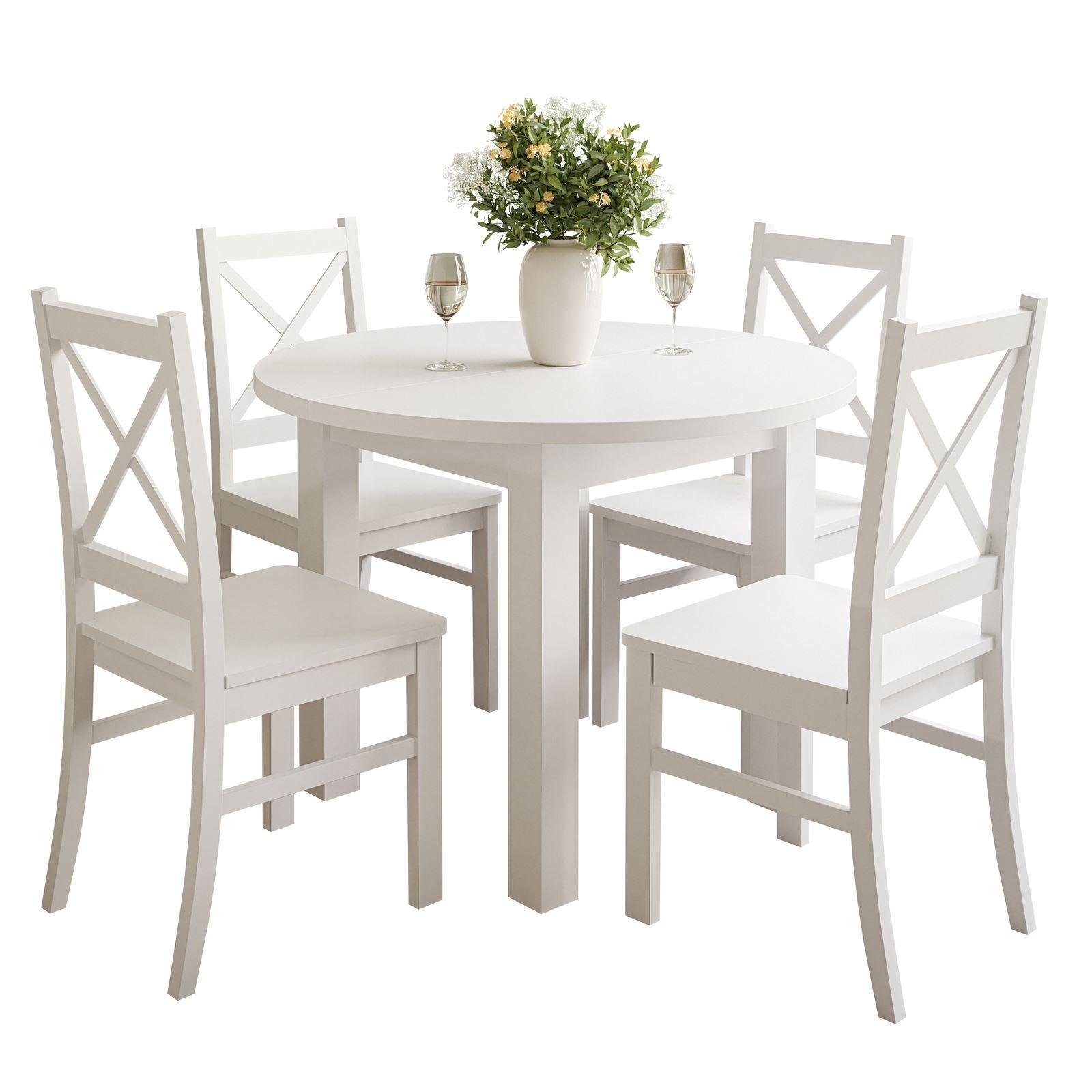 ESSZIMMERSET OLEA Tisch + 4 Stühle - Weiß, Holzwerkstoff (140/77/100cm) - Lookway